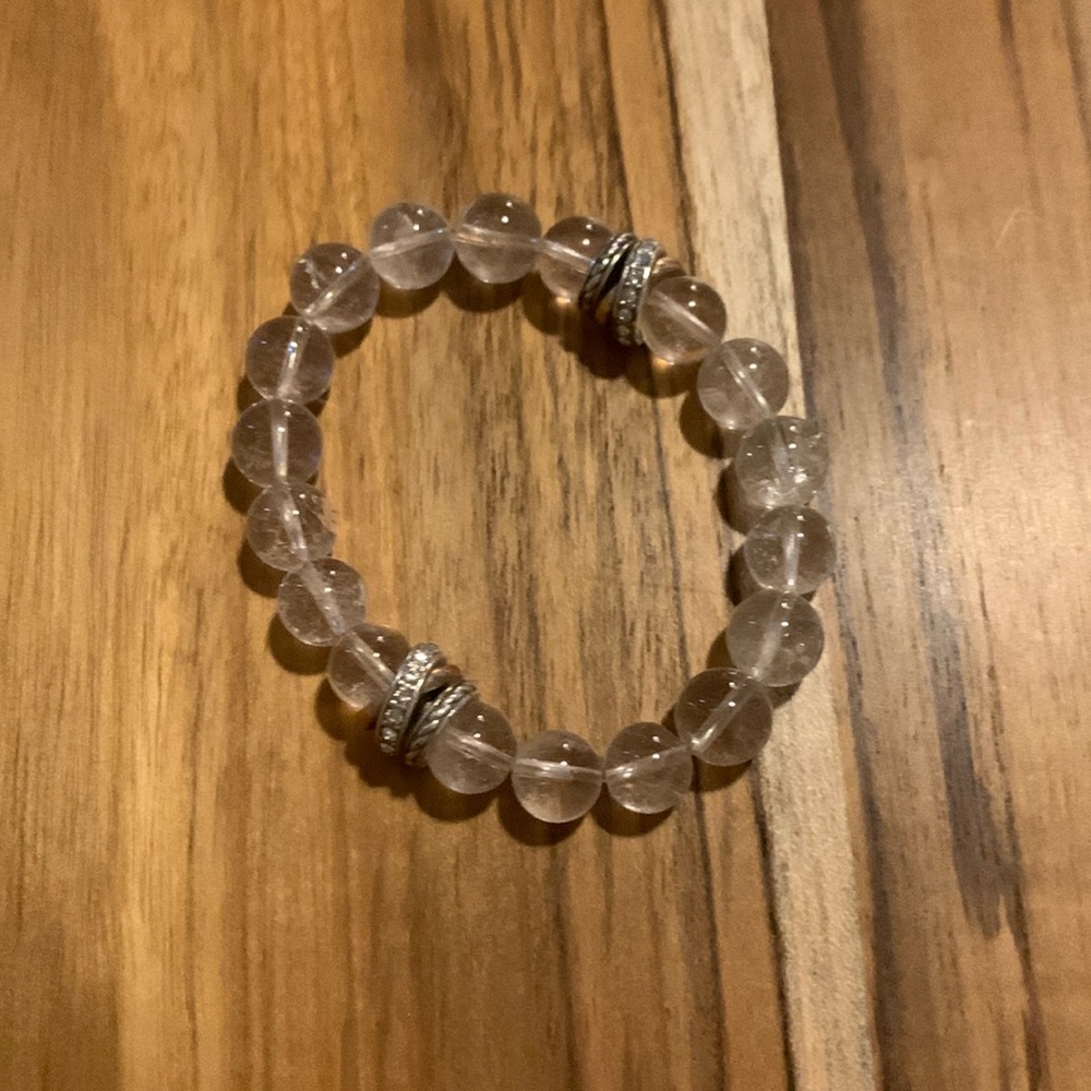 Brighton Clear Crystal Beaded Bracelet with Silver Accent Rings
